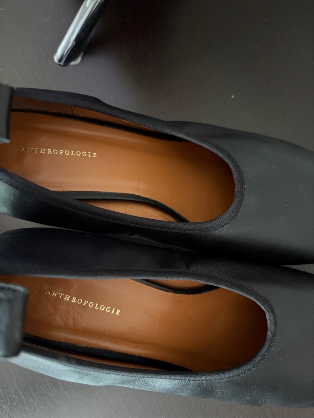 Anthropologie Glove Ballet Block Heels Shoe Black Leather Sz 38 US Sz 7-7.5 - Picture 7 of 10